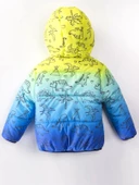 Sevimli Dinazor Baskılı Cepli İç Astarı Polarlı Kapüşon Kışlık İçi Peluş Erkek Bebek Mont Şişme - 8