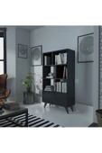 Myniture Home & Living Festival Raflı Kitaplık Dolaplı Kitaplık Antrasit - 1