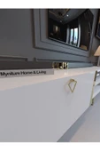 Myniture Home & Living Festival Tv Sehpası G3830-1-Y1-P1 Beyaz Gold Metal Kulp - 4
