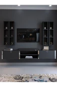 Myniture Home & Living Festival Tv Ünitesi S13001-4 Antrasit Silver Duvara Monte tv sehpası thumbnail 2