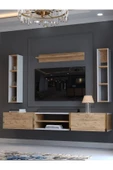 Myniture Home & Living Festival Tv Ünitesi G13009-1-6 Beyaz Atlantik Çam Gold Duvara Monte tv sehpası thumbnail 3