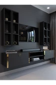 Myniture Home & Living Festival Tv Ünitesi G13001-4 Antrasit Gold Duvara Monte tv sehpası thumbnail 1