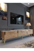 Myniture Home & Living Festival Tv Sehpası G3817-1-6-Y1-D2 Beyaz Çam Gold Metal Kulp thumbnail 1