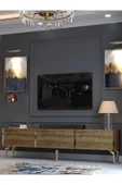 Myniture Home & Living Festival Tv Sehpası G3817-2-Y1-P1 Ceviz Gold Metal Kulp - 3