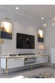 Myniture Home & Living Festival Tv Sehpası - Konsol - Orta Sehpa Beyaz Gold G-SET-3-1 - 2