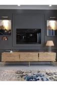 Myniture Home & Living Festival Tv Sehpası G3817-6-Y1-P1 Çam Gold Metal Kulp thumbnail 2