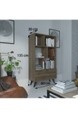 Myniture Home & Living Festival Raflı Kitaplık Dolaplı Kitaplık Ceviz - 3