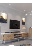 Myniture Home & Living Festival Tv Sehpası - Konsol - Orta Sehpa Beyaz Çam Silver S-SET-3-1-6 thumbnail 2