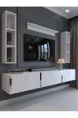 Myniture Home & Living Festival Tv Ünitesi S13008-1 Beyaz Parlak Silver Duvara Monte tv sehpası thumbnail 1