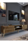 Myniture Home & Living Festival Tv Sehpası G3830-2-Y1-D2 Ceviz Gold Metal Kulp - 1