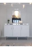 Myniture Home & Living Festival Tv Sehpası - Konsol - Orta Sehpa Beyaz Silver S-SET-3-1 - 4