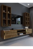 Myniture Home & Living Festival Tv Ünitesi G13001-2 İstanbul Ceviz Gold Duvara Monte tv sehpası thumbnail 1