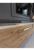 Myniture Home & Living Festival Tv Sehpası G3817-1-6-Y1-D2 Beyaz Çam Gold Metal Kulp thumbnail 4