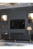 Myniture Home & Living Festival Tv Sehpası G3817-4-Y1-P1 Antrasit Gold Metal Kulp - 3