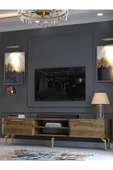 Myniture Home & Living Festival Tv Sehpası G3830-2-Y1-D2 Ceviz Gold Metal Kulp - 3