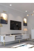 Myniture Home & Living Festival Tv Sehpası ve Konsol Beyaz Gold G-SET-1-1 thumbnail 2