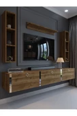Myniture Home & Living Festival Tv Ünitesi S13008-2 İstanbul Ceviz Silver Duvara Monte tv sehpası thumbnail 1