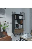 Myniture Home & Living Festival Raflı Kitaplık Dolaplı Kitaplık Antrasit Çırağan - 3