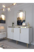 Myniture Home & Living Festival Tv Sehpası - Konsol - Orta Sehpa Beyaz Gold G-SET-3-1 - 3