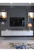 Myniture Home & Living Festival Tv Sehpası DV-Q17-SPVC-1 Silver Beyaz Parlak Minifiks Bağlantı Duvara Monte Tv Ünitesi thumbnail 2