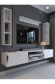 Myniture Home & Living Festival Tv Ünitesi S13009-1 Beyaz Parlak Silver Duvara Monte tv sehpası thumbnail 1