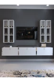 Myniture Home & Living Festival Tv Ünitesi S13002-1 Beyaz Parlak Silver Duvara Monte tv sehpası thumbnail 2