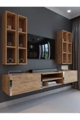Myniture Home & Living Festival Tv Ünitesi G13001-6 Atlantik Çam Gold Duvara Monte tv sehpası thumbnail 1