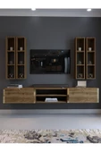 Myniture Home & Living Festival Tv Ünitesi G13002-2 İstanbul Ceviz Gold Duvara Monte tv sehpası thumbnail 2