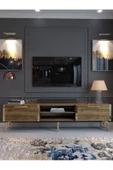 Myniture Home & Living Festival Tv Sehpası G3830-2-Y1-D2 Ceviz Gold Metal Kulp - 2
