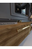 Myniture Home & Living Festival Tv Sehpası G3830-2-Y1-D2 Ceviz Gold Metal Kulp - 4