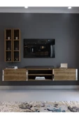 Myniture Home & Living Festival Tv Ünitesi S13000-2 İstanbul Ceviz Silver Duvara Monte tv sehpası thumbnail 2