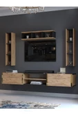 Myniture Home & Living Festival Tv Ünitesi G13006-4-6 Antrasit  A. Çam Gold Duvara Monte tv sehpası thumbnail 3