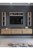 Myniture Home & Living Festival Tv Ünitesi G13007-1-6 Beyaz Atlantik Çam Gold Duvara Monte tv sehpası thumbnail 2