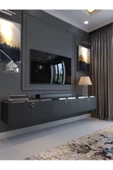 Myniture Home & Living Festival Tv Sehpası DV-Q17-SPVC-4 Silver Antrasit Minifiks Bağlantı Duvara Monte Tv Ünitesi - 1