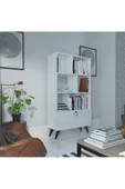 Myniture Home & Living Festival Raflı Kitaplık Dolaplı Kitaplık Beyaz - 1