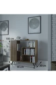 Myniture Home & Living Festival Çok Raflı Dik Dolaplı Kitaplık Modern Ayaklı Kitaplık Ceviz thumbnail 2