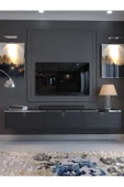 Myniture Home & Living Festival Tv Sehpası DV-Q17-SPVC-4 Silver Antrasit Minifiks Bağlantı Duvara Monte Tv Ünitesi - 2