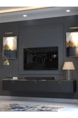 Myniture Home & Living Festival Tv Sehpası DV-Q17-GPVC-4 Gold Antrasit Minifiks Bağlantı Duvara Monte Tv Ünitesi - 3