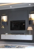 Myniture Home & Living Festival Tv Sehpası DV-Q17-GPVC-1 Gold Beyaz Parlak Minifiks Bağlantı Duvara Monte Tv Ünitesi thumbnail 3