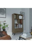 Myniture Home & Living Festival Raflı Kitaplık Dolaplı Kitaplık Ceviz - 2