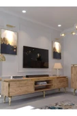 Myniture Home & Living Festival Tv Sehpası - Konsol - Orta Sehpa Çam Gold G-SET-3-6 - 2