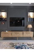 Myniture Home & Living Festival Tv Sehpası G3817-6-Y1-D2 Çam Gold Metal Kulp thumbnail 2