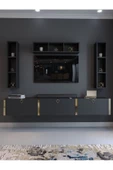 Myniture Home & Living Festival Tv Ünitesi G13007-4 Antrasit Gold Duvara Monte tv sehpası thumbnail 2