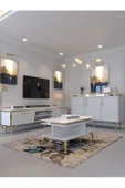 Myniture Home & Living Festival Tv Sehpası - Konsol - Orta Sehpa Beyaz Gold G-SET-3-1 - 1