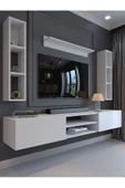 Myniture Home & Living Festival Tv Ünitesi Q13009-1 Beyaz Parlak Duvara Monte tv sehpası thumbnail 1