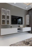 Myniture Home & Living Festival Tv Sehpası Q6404-1 225 CM Beyaz Parlak Minifiks Bağlantı Duvara Monte Tv Ünitesi thumbnail 1