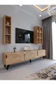 Myniture Home & Living Tv Ünitesi G3007-6 ATLANTİK GOLD COLOR Tv Sehpası ve Duvar Rafı - 1