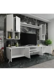 MobilyaFırsat Ideal Tv Ünitesi Duvar Raf Ve Duvar Dolaplı Q7024-1 Beyaz thumbnail 2