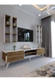 Myniture Home & Living Festival Tv Ünitesi S3001-2-1 CEVİZ BEYAZ  - COLOR SİLVER Tv Sehpası ve Duvar Rafı thumbnail 1