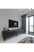 Myniture Home & Living Modern Tv Sehpası Gold Üçgen Kulp Kepli G9107-4 Antrasit 35 Cm Derinlik thumbnail 2